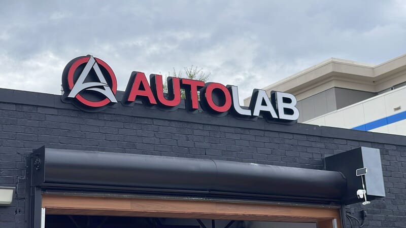An image of the Auto Lab channel letters.